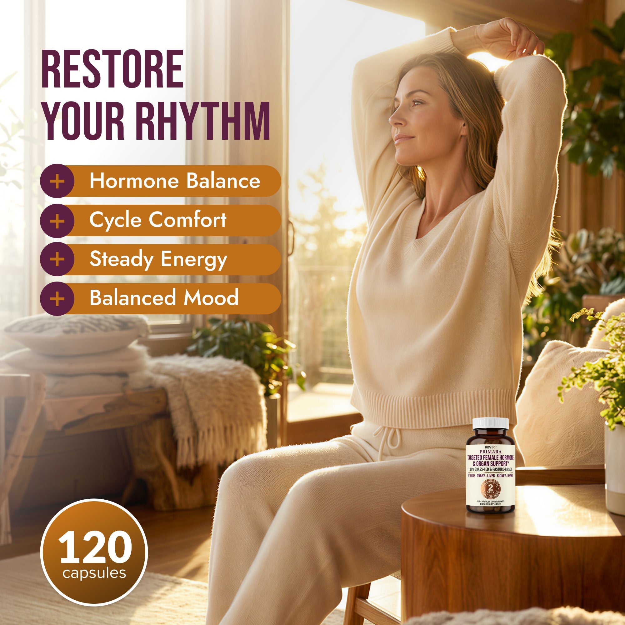 PRIMARA Restore Your Rhythm - Beef Organ Capsules for Hormone Balance