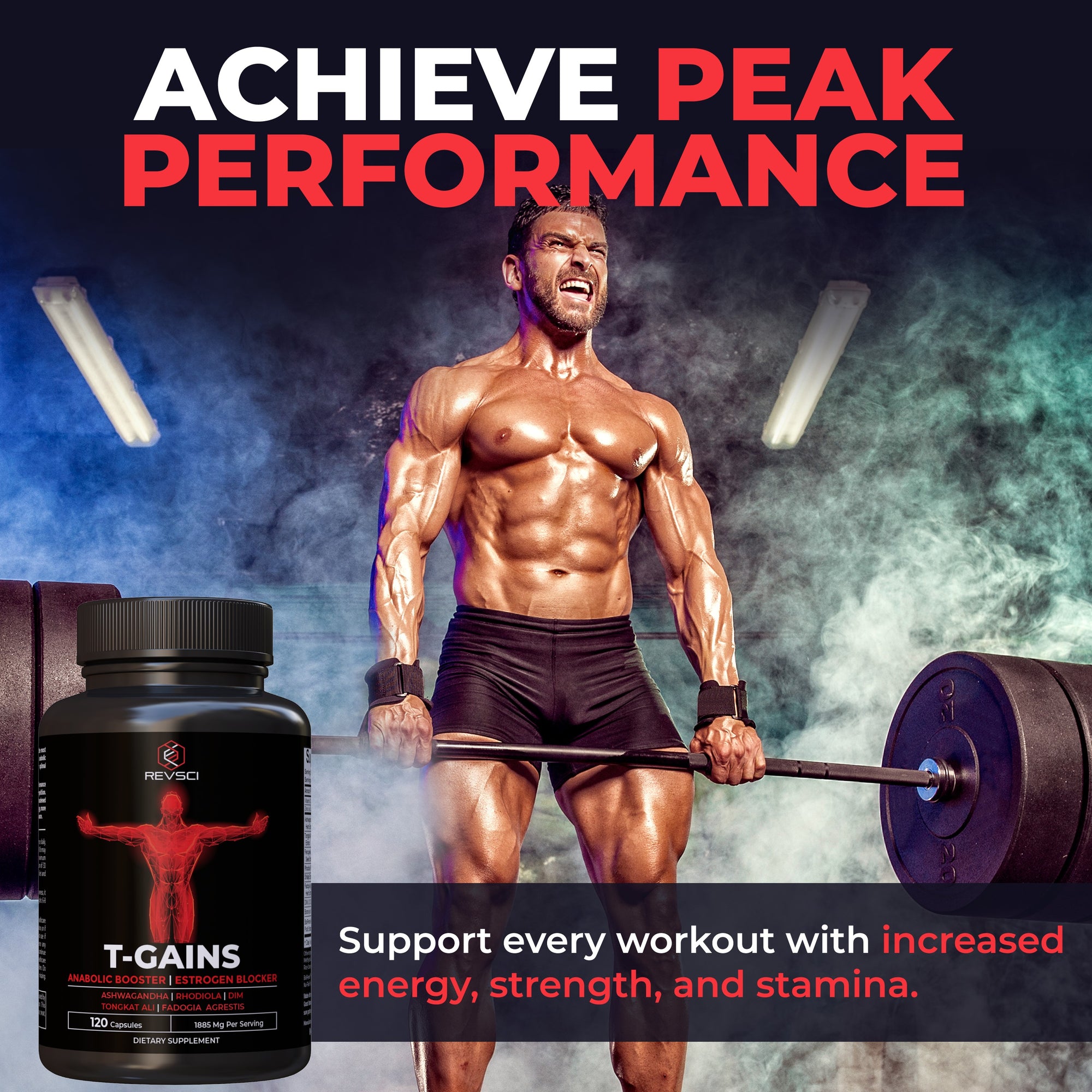 T-GAINS Testosterone Booster for Men for Muscle Growth (120 Caps) - Boosts Endurance, Strength, & Energy - Testosterone Supplement for Men, TRT Test Booster & Estrogen Blocker - HGH Supplements