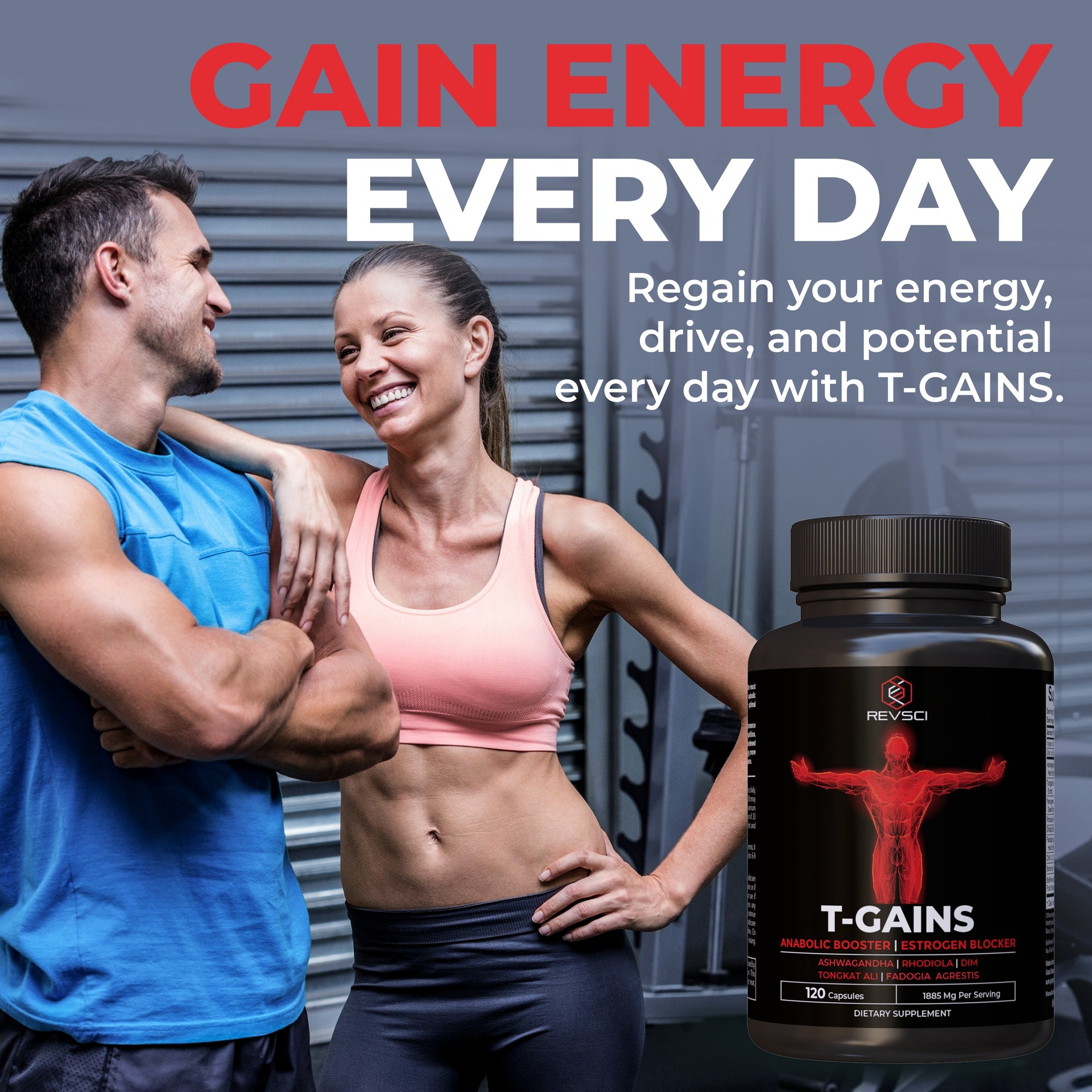 T-GAINS Testosterone Booster for Men for Muscle Growth (120 Caps) - Boosts Endurance, Strength, & Energy - Testosterone Supplement for Men, TRT Test Booster & Estrogen Blocker - HGH Supplements