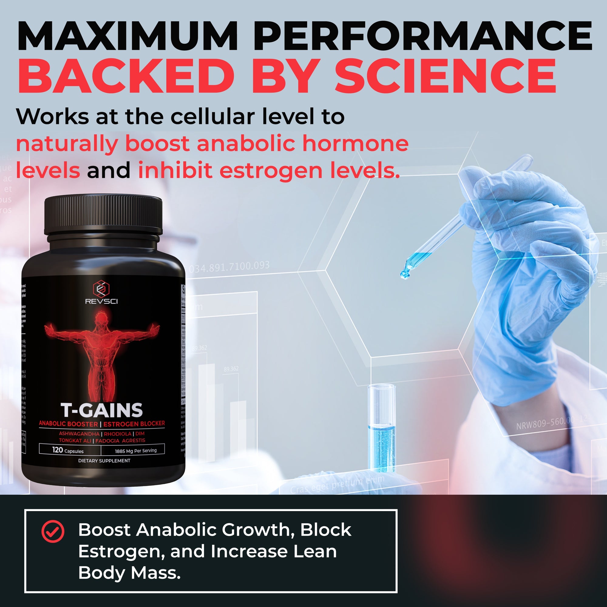 T-GAINS Testosterone Booster for Men for Muscle Growth (120 Caps) - Boosts Endurance, Strength, & Energy - Testosterone Supplement for Men, TRT Test Booster & Estrogen Blocker - HGH Supplements
