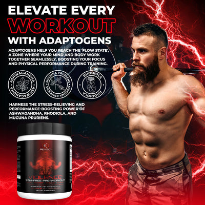 VIOLENCE Stim Free Pre Workout Powder by REVSCI, Precision Dosed Non Stim Preworkout Pump Pre Workout Caffeine Free Pre Workout Powder, Pump Supplement & Stimulant Free Nitric, Watermelon, 25 Servings