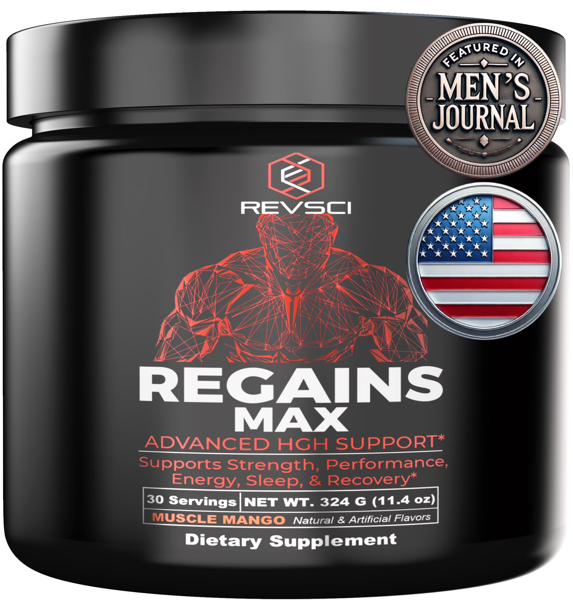 REGAINS MAX - Polvo natural del suplemento de apoyo de la hormona de crecimiento humano HGH
