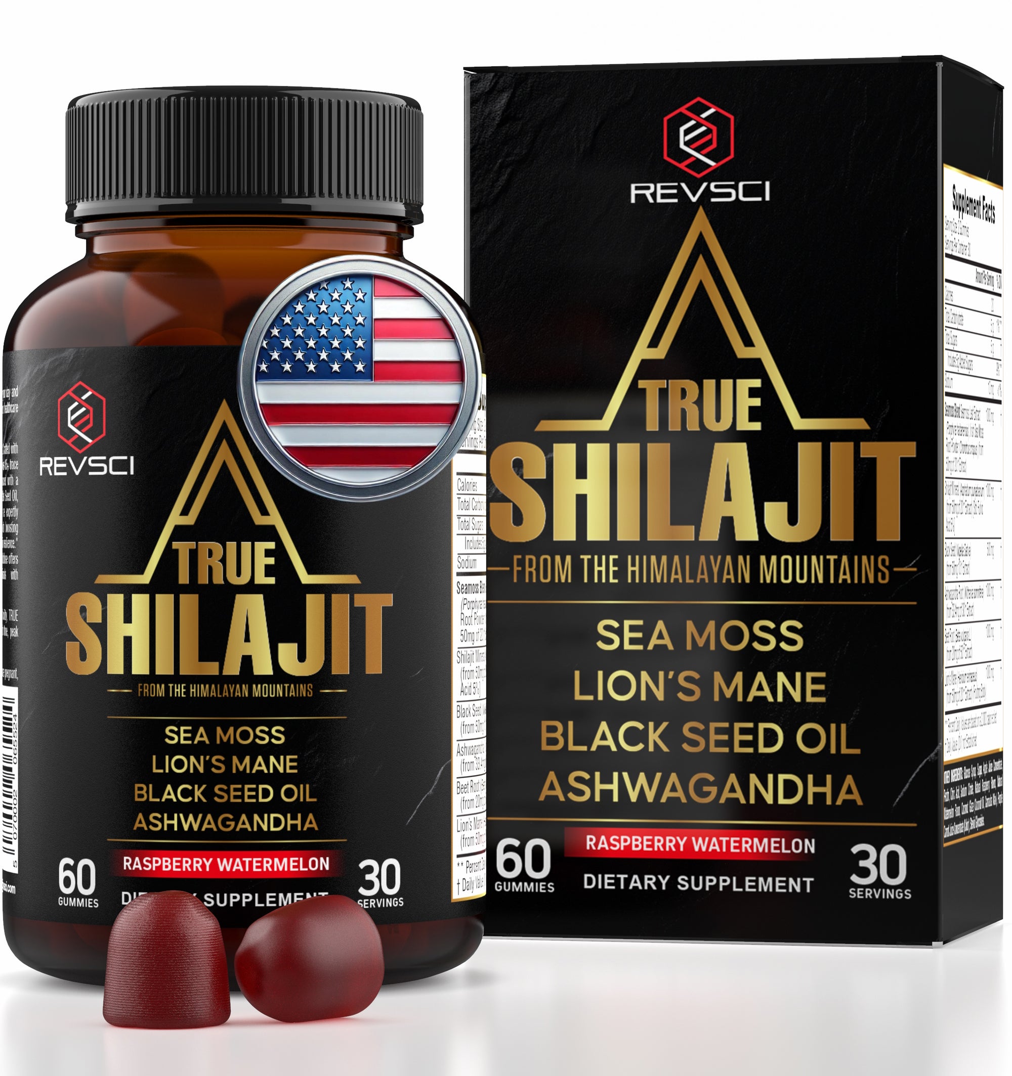 Himalayan Natural Shilajit Gummies for Men – Made in USA, True Gold Pure Himalayan Shilajit for Men Gummies, Energy & Focus Support with Ashwagandha & Sea Moss, Vegan, 60 Count