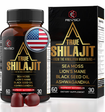 Himalayan Natural Shilajit Gummies for Men – Made in USA, True Gold Pure Himalayan Shilajit for Men Gummies, Energy & Focus Support with Ashwagandha & Sea Moss, Vegan, 60 Count