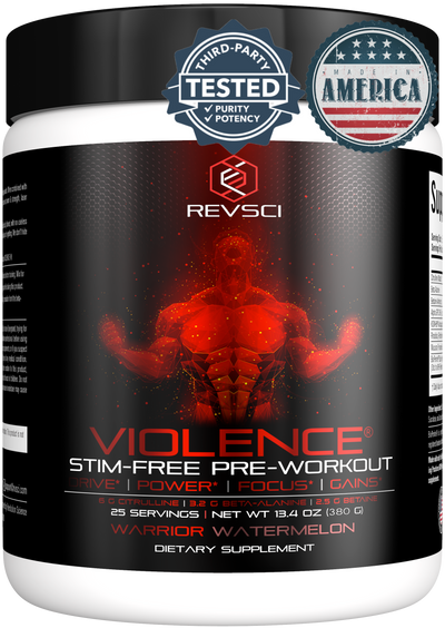 VIOLENCE Stim Free Pre Workout Powder by REVSCI, Precision Dosed Non Stim Preworkout Pump Pre Workout Caffeine Free Pre Workout Powder, Pump Supplement & Stimulant Free Nitric, Watermelon, 25 Servings