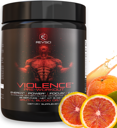 Violence Pre Workout Powder for Men & Women, Clinically Dosed Preworkout, 180 mg Caffeine + L-Theanine, L Citrulline Malate, Beta Alanine, Alpha GPC - 25 Servings, Blood Orange - Energy, Focus & Pump