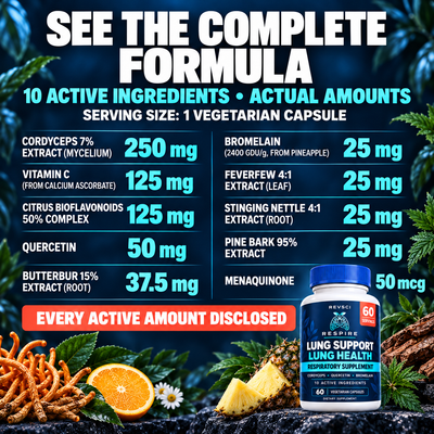 RESPIRE complete ten ingredient formula with labeled amounts