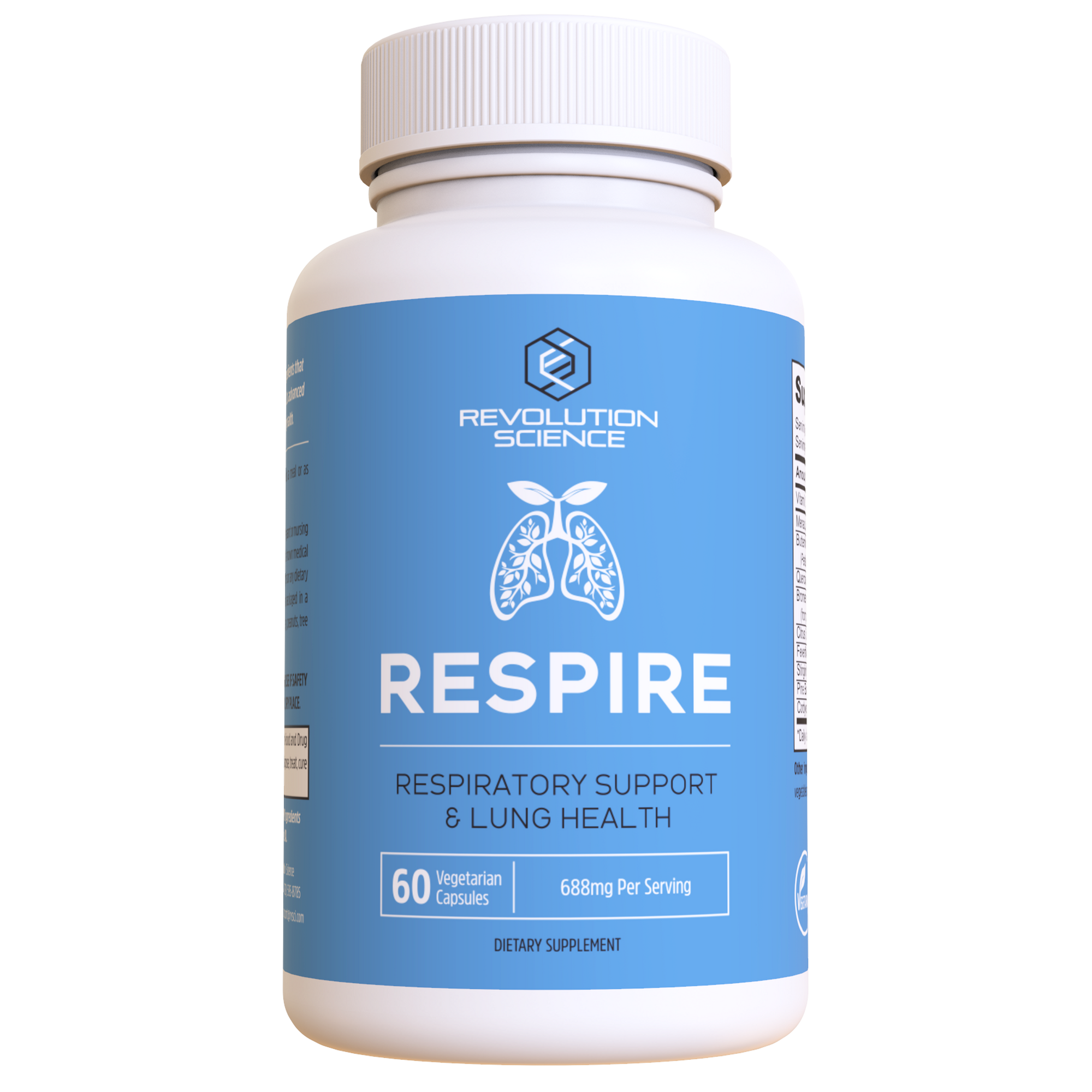 Revolution Science RESPIRE Lung Support Supplement – Super Lungs Complex for Lung Detox & Lung Cleanse Support, Clear Lungs + Bronchial & Sinus Support, 60 Veg Capsules Unit Pack