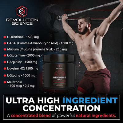 REGAINS MAX - Polvo natural del suplemento de apoyo de la hormona de crecimiento humano HGH