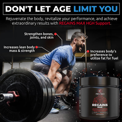 REGAINS MAX - Polvo natural del suplemento de apoyo de la hormona de crecimiento humano HGH