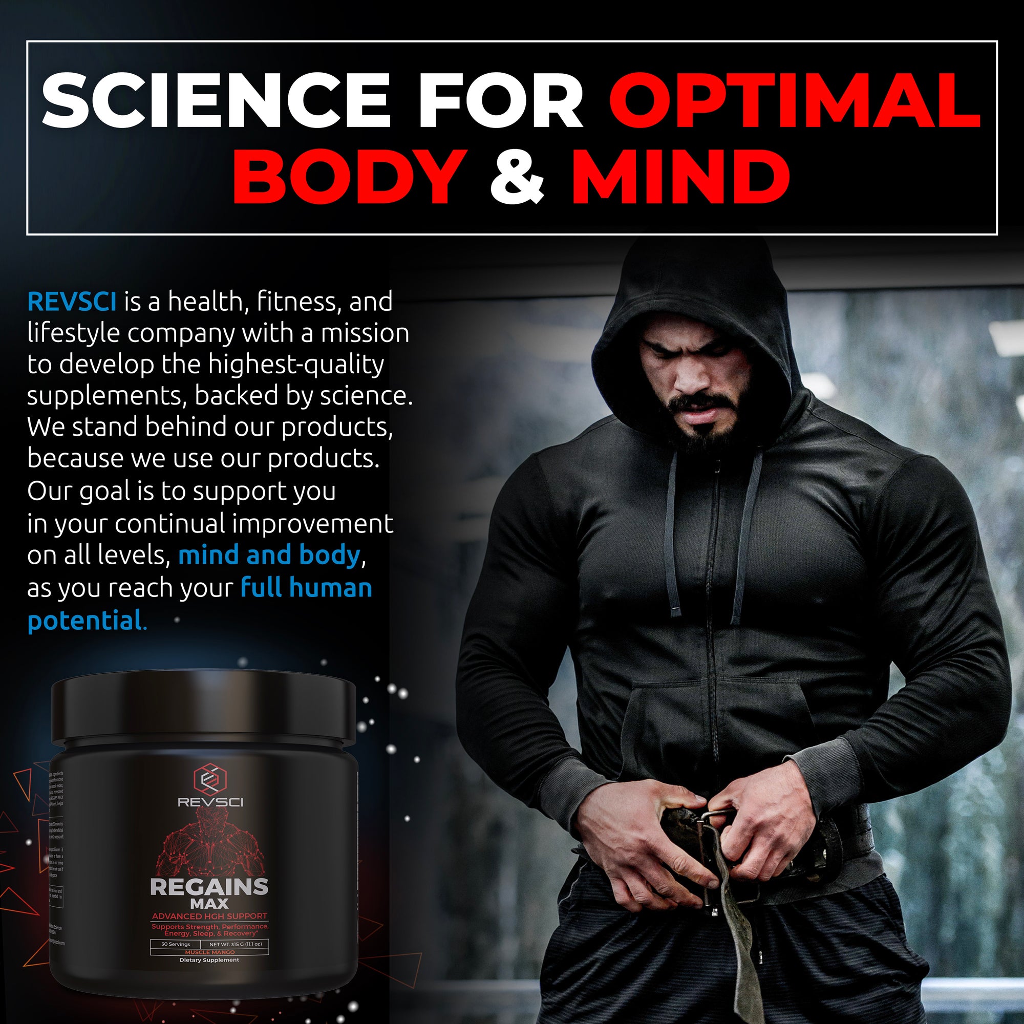 REGAINS MAX - Polvo natural del suplemento de apoyo de la hormona de crecimiento humano HGH