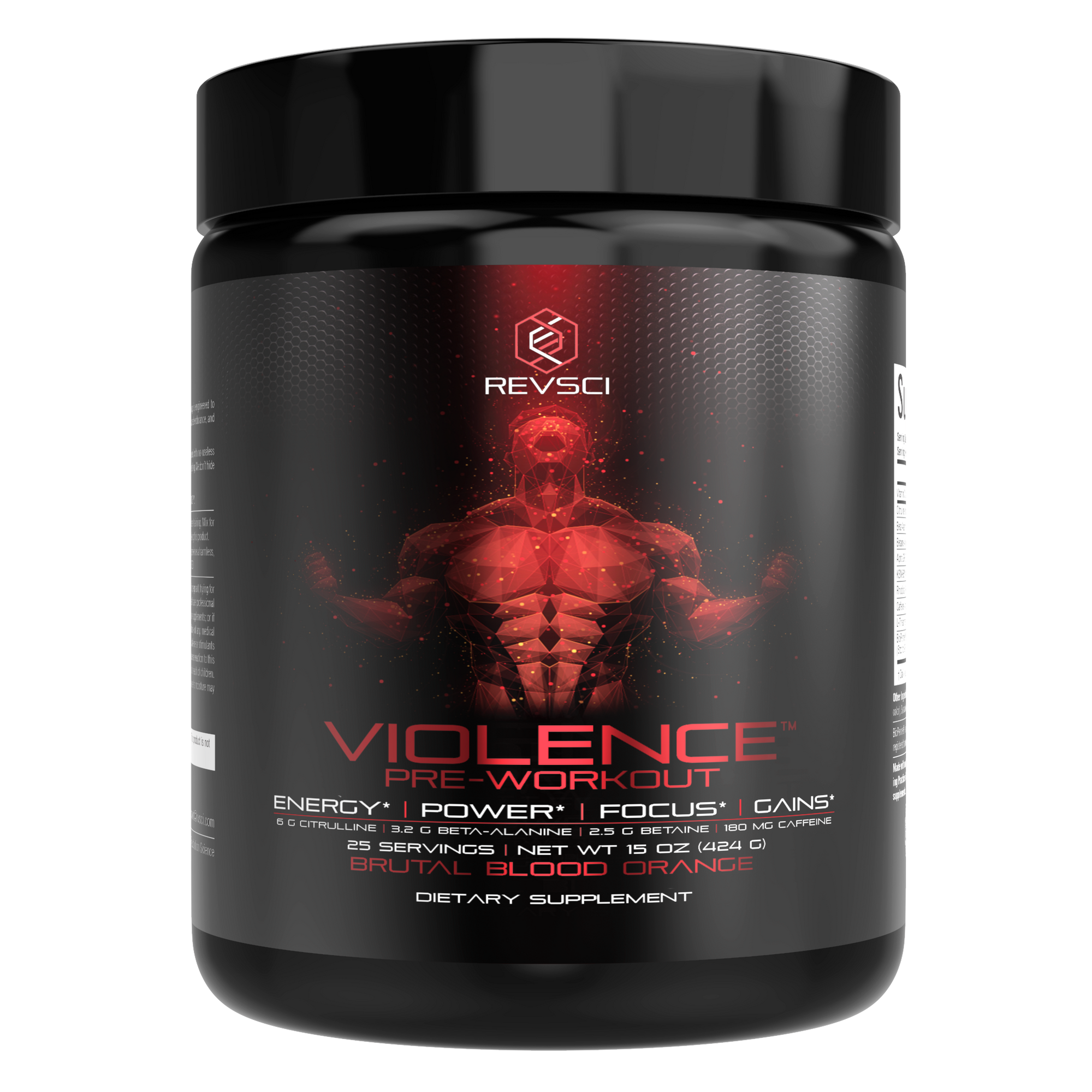 VIOLENCE Pre-Workout Powder - Clinically Dosed Energy, Power, Focus, Pump, & Gains - 180 mg Caffeine