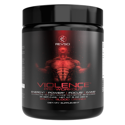 Violence Pre Workout Powder for Men & Women, Clinically Dosed Preworkout, 180 mg Caffeine + L-Theanine, L Citrulline Malate, Beta Alanine, Alpha GPC - 25 Servings, Blood Orange - Energy, Focus & Pump