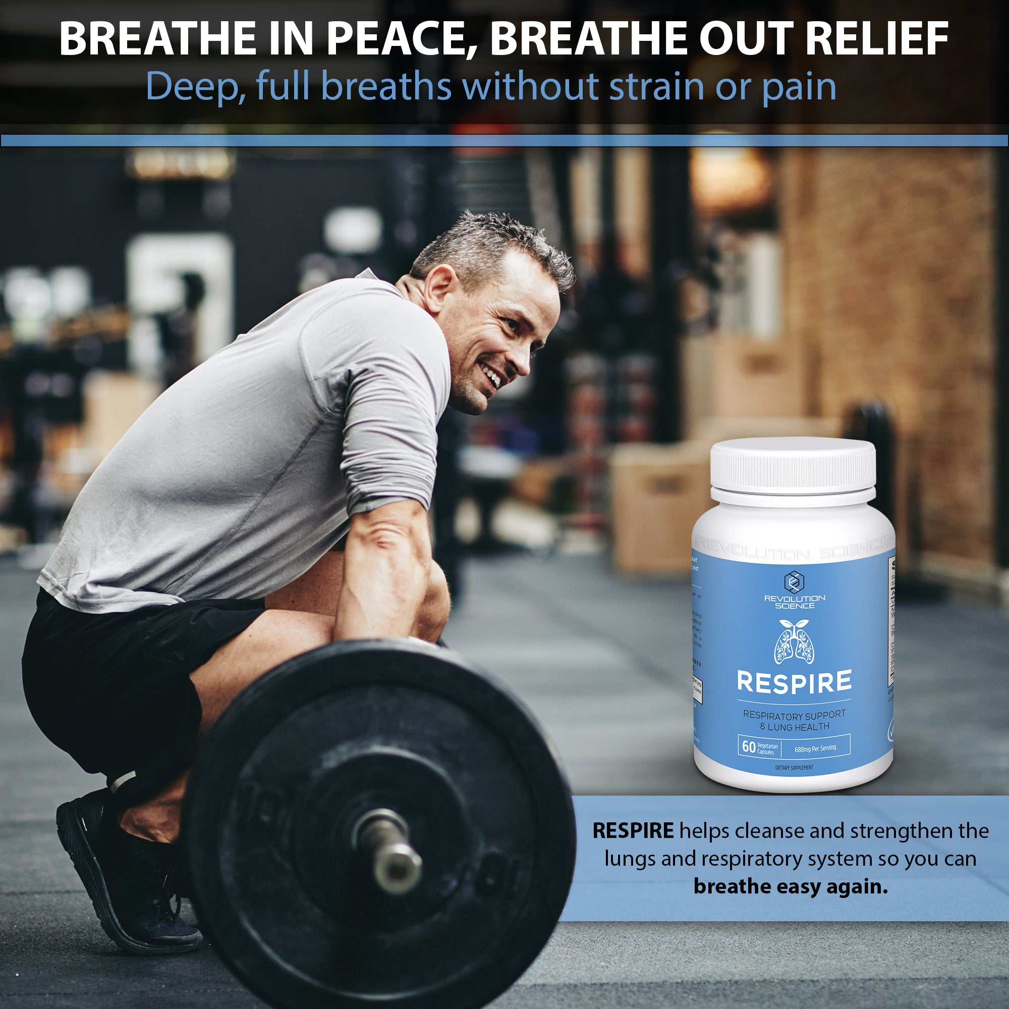 Revolution Science RESPIRE Lung Support Supplement – Super Lungs Complex for Lung Detox & Lung Cleanse Support, Clear Lungs + Bronchial & Sinus Support, 60 Veg Capsules Unit Pack