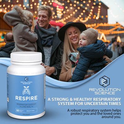 Revolution Science RESPIRE Lung Support Supplement – Super Lungs Complex for Lung Detox & Lung Cleanse Support, Clear Lungs + Bronchial & Sinus Support, 60 Veg Capsules Unit Pack