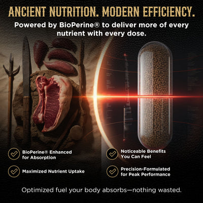 PRIMUS Grass Fed Beef Organ Supplement for Men & Women - Ancestral Blend 5 Organ Complex & BioPerine for Absorption, Vitality, Energy, Recovery, 180 Capsules