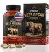 PRIMUS Grass Fed Beef Organ Supplement for Men & Women - Ancestral Blend 5 Organ Complex & BioPerine for Absorption, Vitality, Energy, Recovery, 180 Capsules