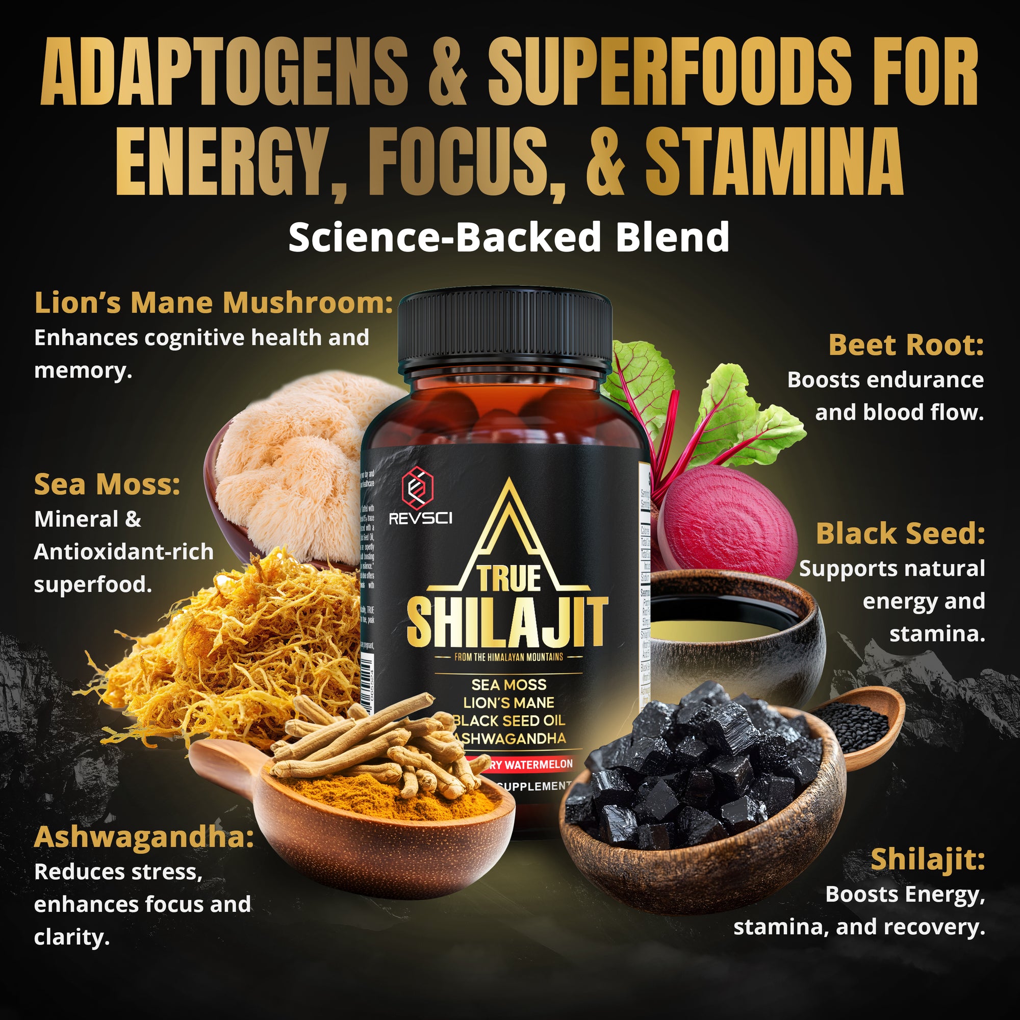 TRUE Shilajit Gummies – Pure Himalayan Blend with Ashwagandha & Sea Moss for Daily Energy & Focus