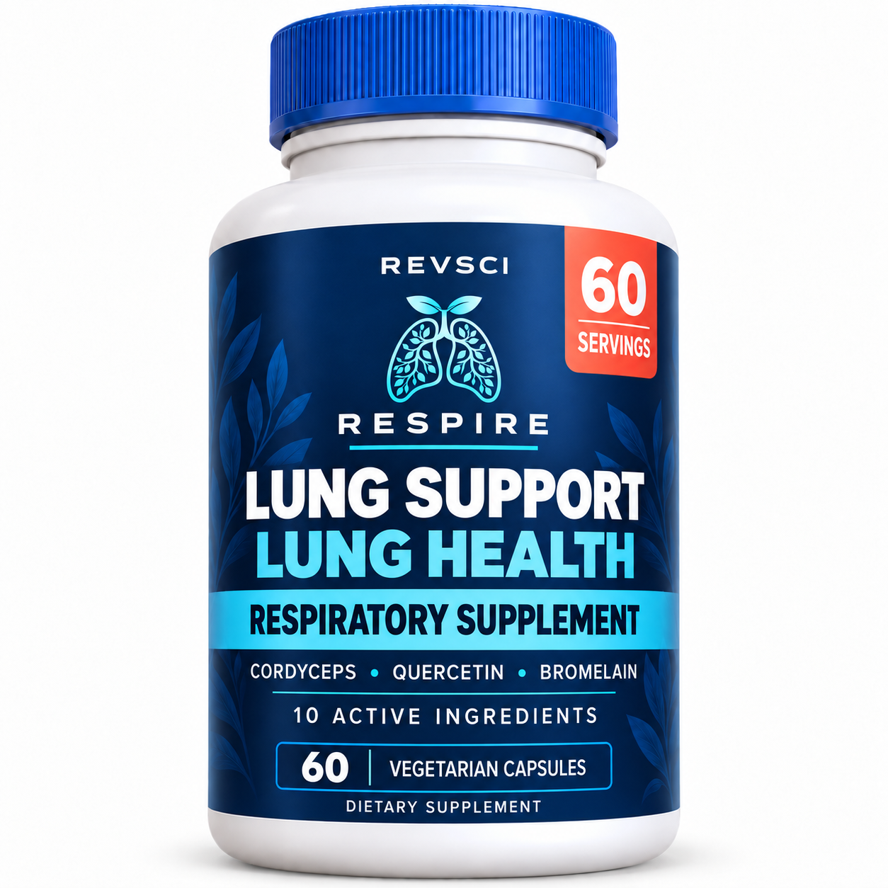 RESPIRE lung support supplement, 60 vegetarian capsules and 60 servings
